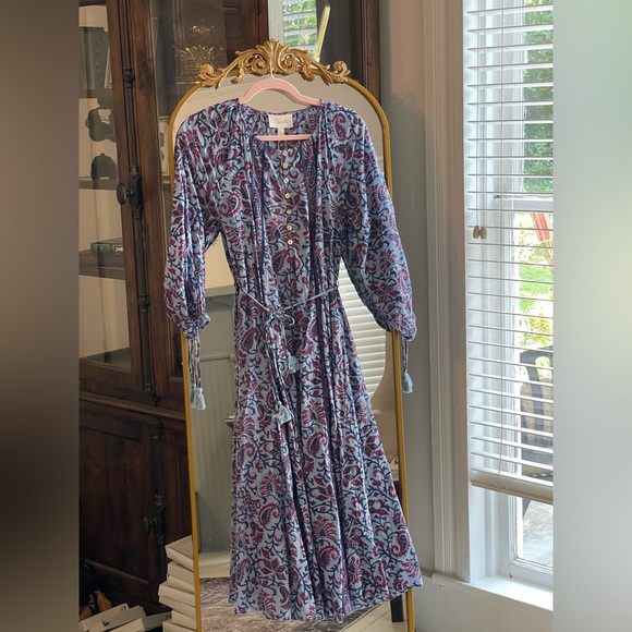 NWT Cleobella Faith Caftan 100% Cotton India Vintage Print Prairie Midi Dress - Picture 1 of 14